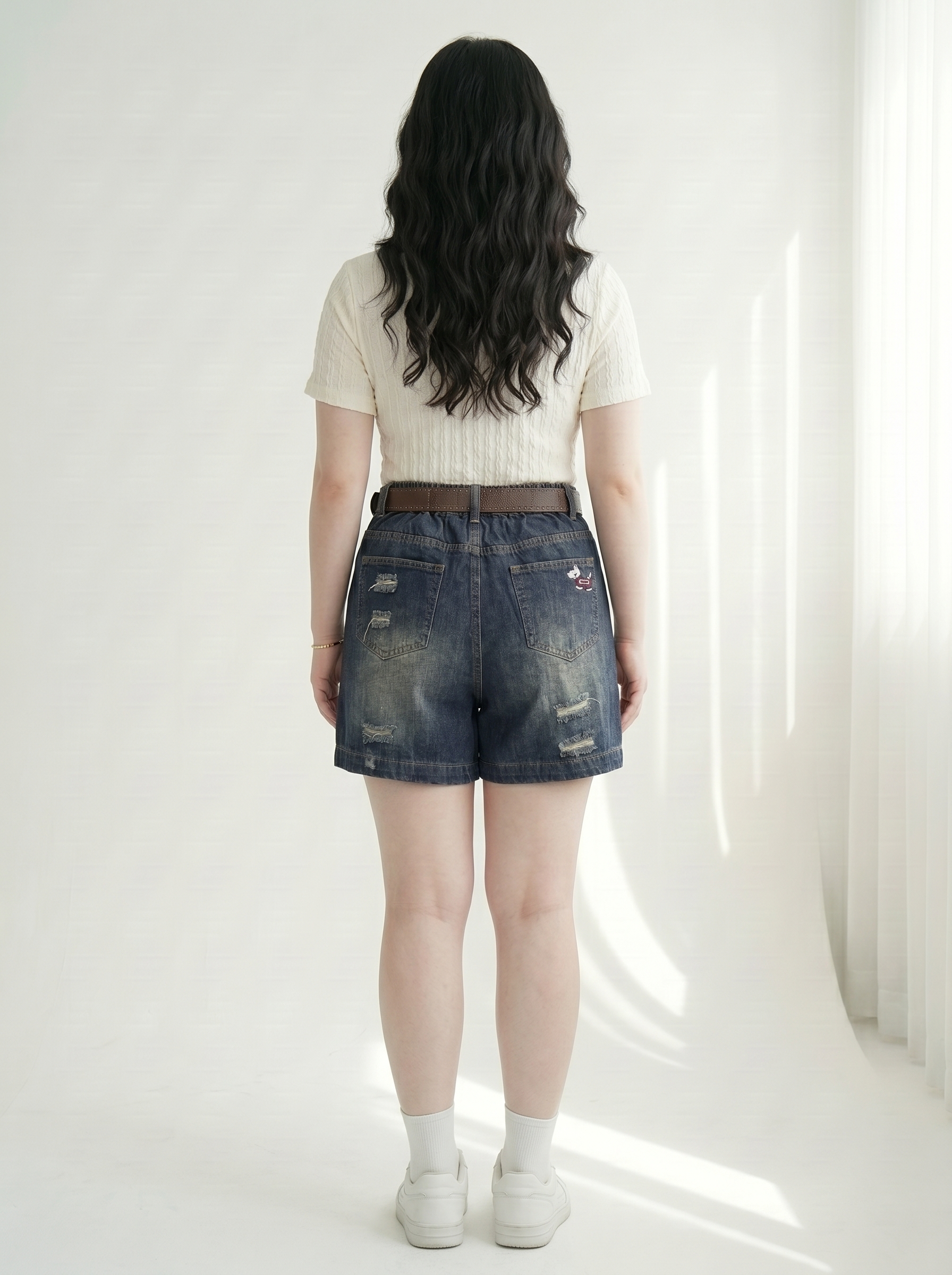 Quần Short Jean Lửng Lưng Thun Rách 2 Mặt Thêu Bigsize Dài 40-42cm Dễ Phối - Size 30-35 - T-QSJ71_thumbnail_2