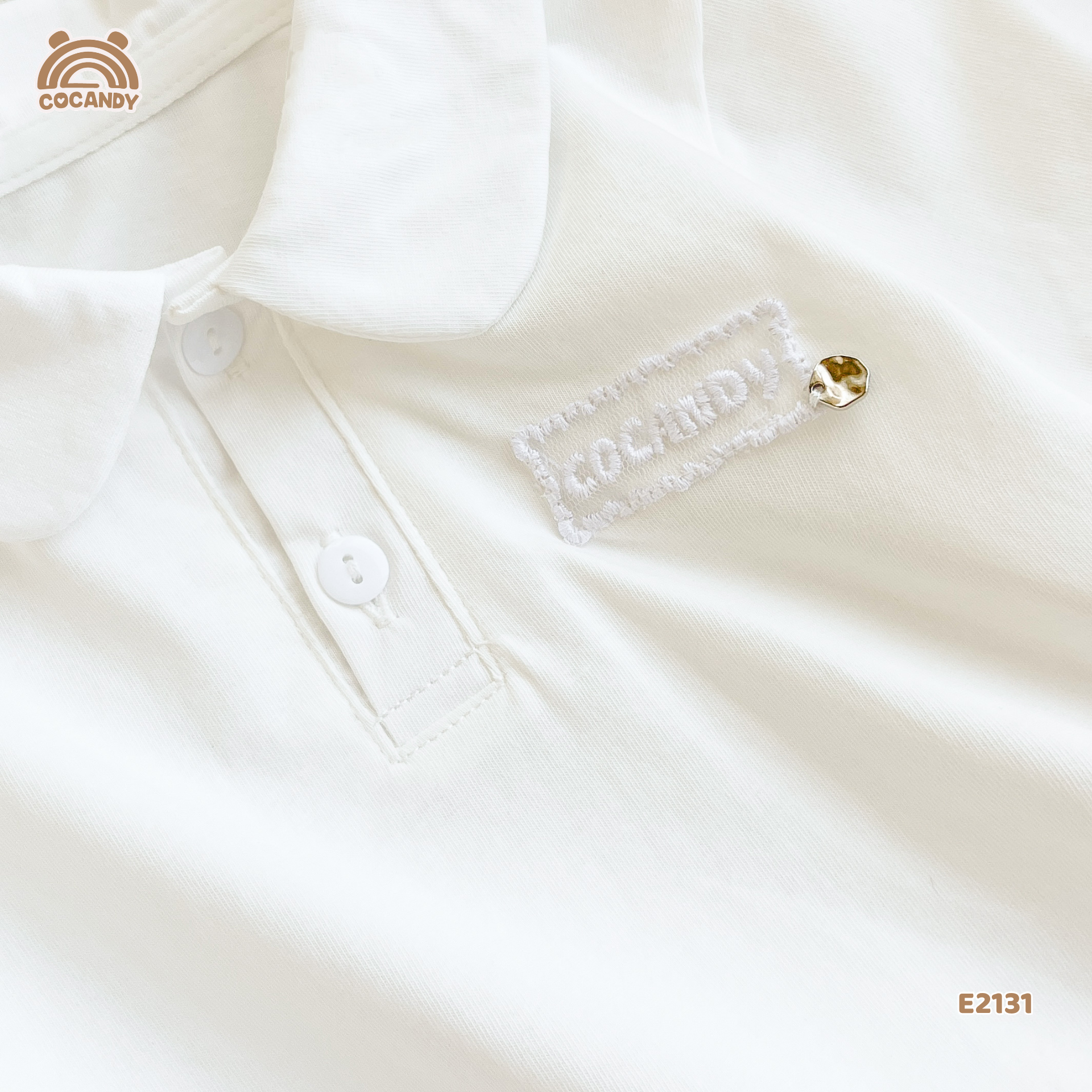 Áo cộc polo TRẮNG cổ sen tag ngực_thumbnail_3