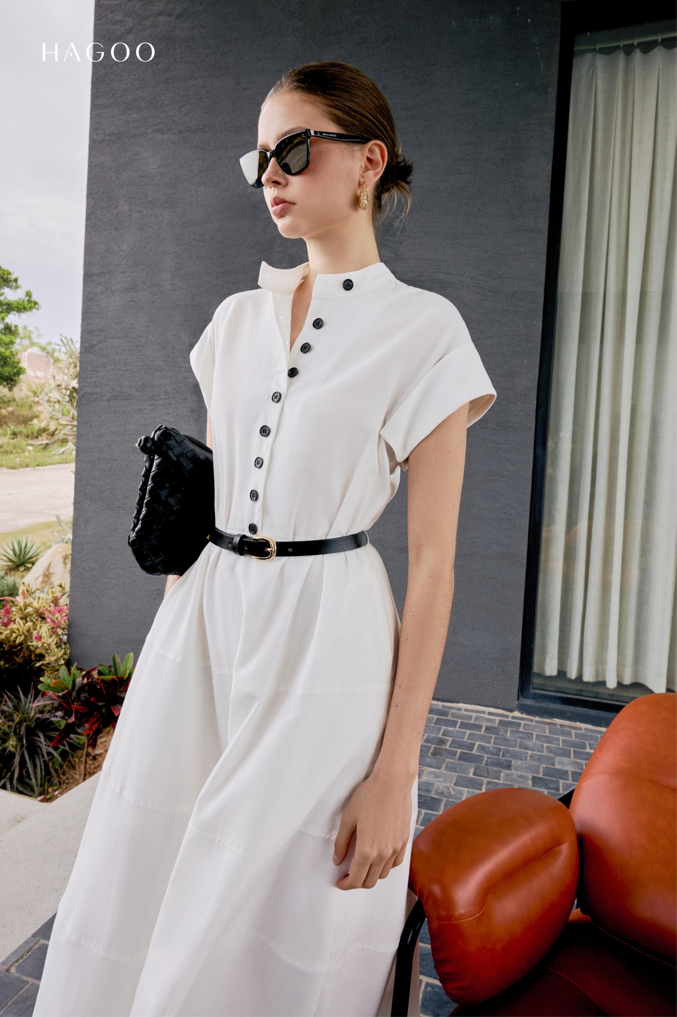 Váy sơ mi cổ tàu tay lơ vê HAGOO_thumbnail_2