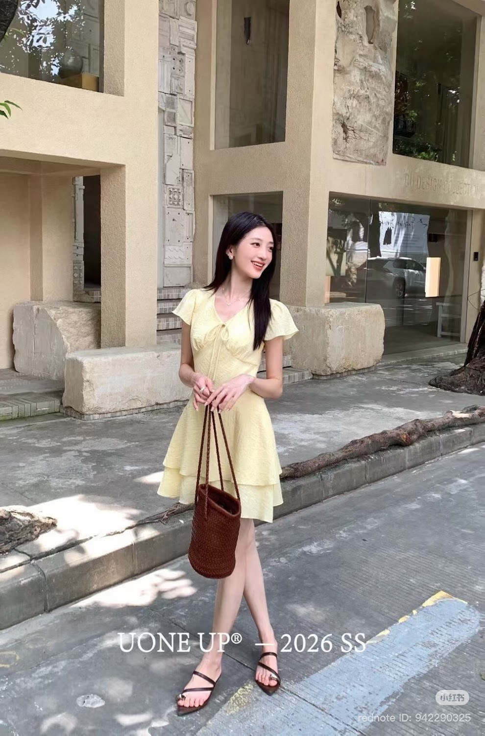 Lucas - Váy cổ tim cộc tay chéo ngực buộc nơ chân váy may xéo 2 tầng_thumbnail_2