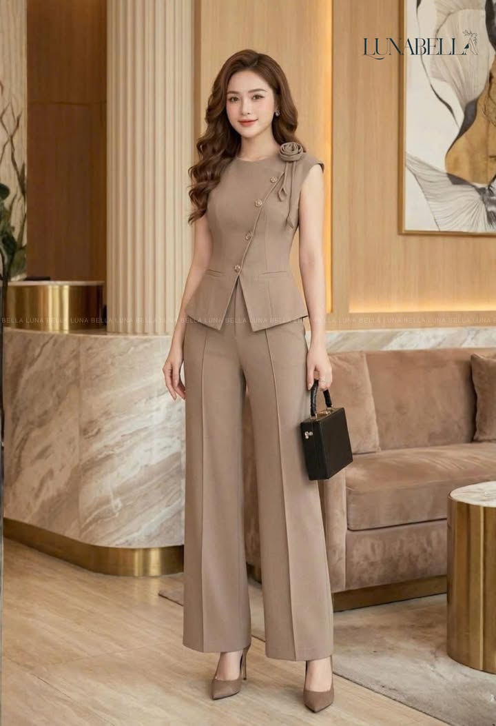 Quần dài ống xuông DEVIRA màu NÂU