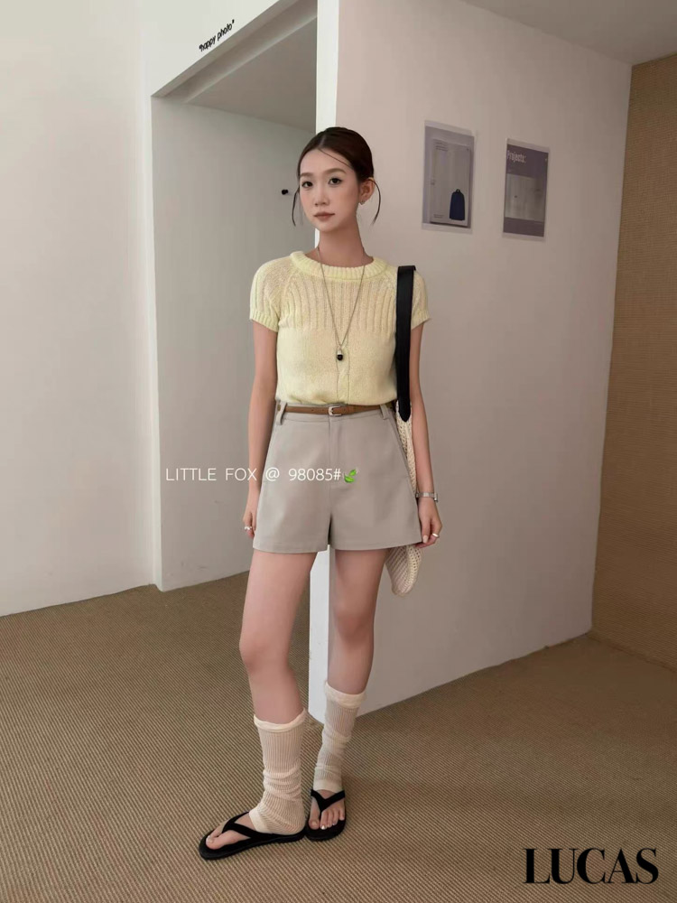 Quần sóc kaki nối trần gân 2 bên + đai da nâu_thumbnail_2