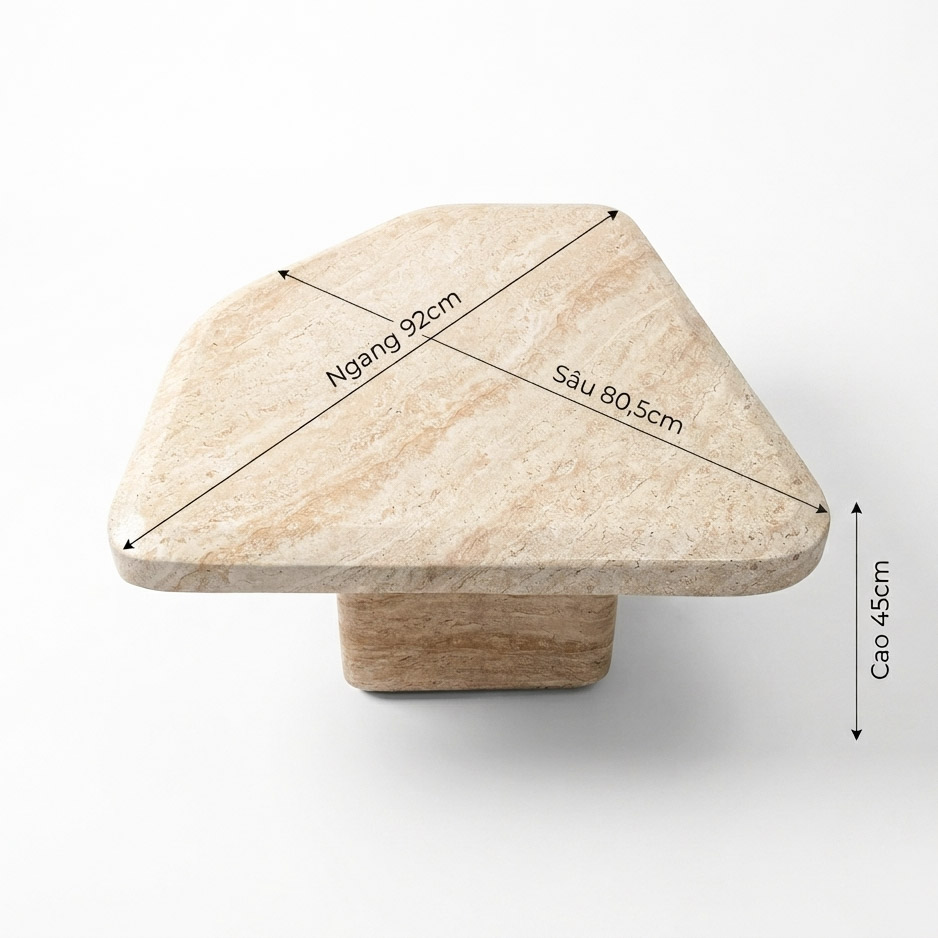 Bàn Trà PLECTRUM TRAVERTINE COFFEE TABLE - Đá Xi Măng