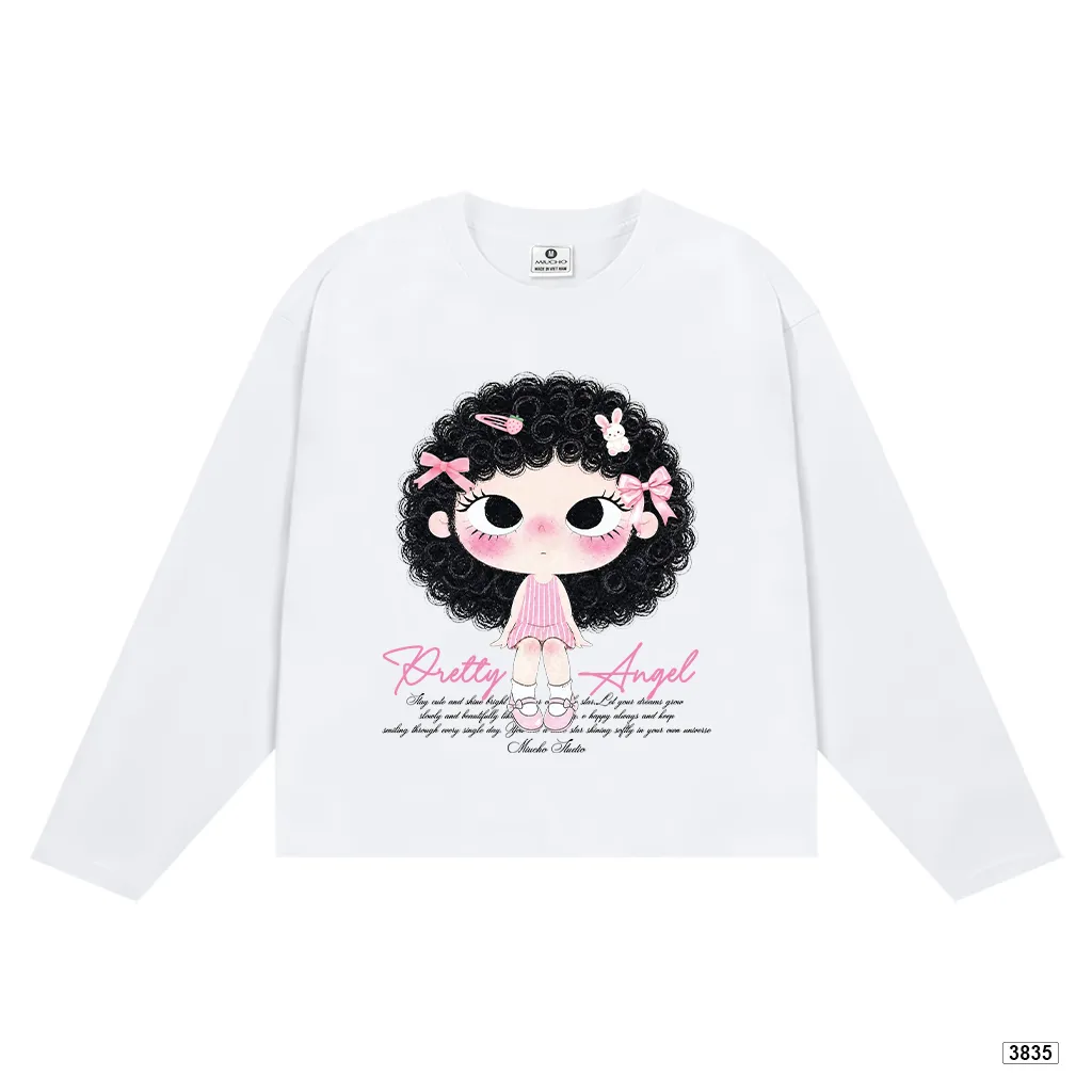 Áo thun boxy tay dài Pretty Angel bé gái tóc xoăn Miucho 3835_thumbnail_0