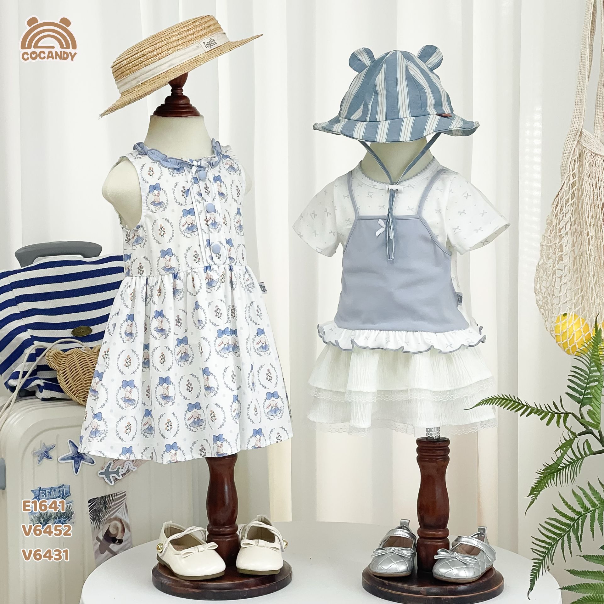 Váy sát nách thô TRẮNG họa tiết thỏ xanh_thumbnail_6