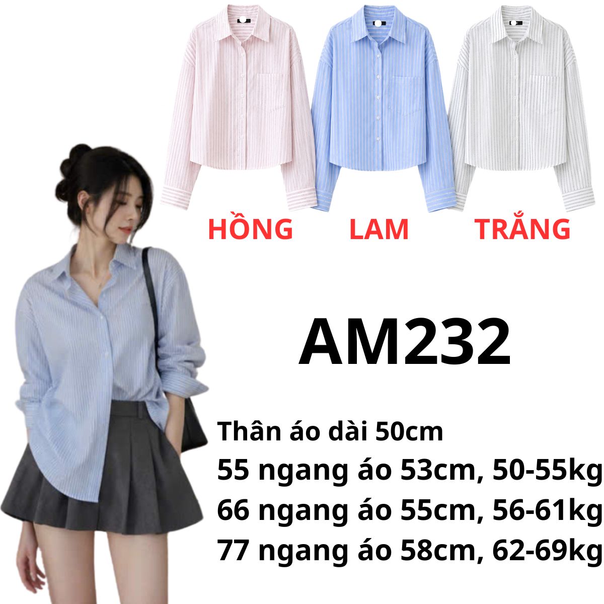 AM232- Áo sơ mi crop ATg