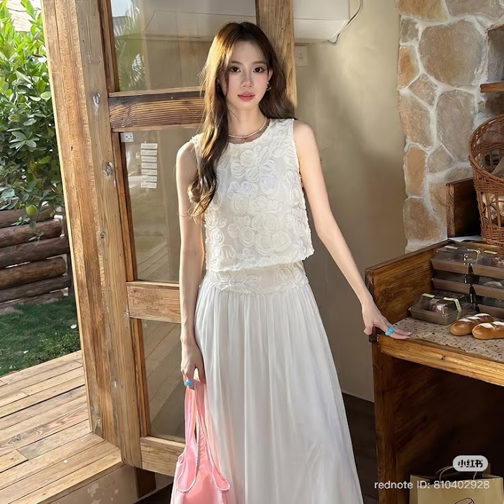 Lucas - Set áo zile ren hoa nổi + chân váy xòe voan cạp ren bản lớn_thumbnail_5