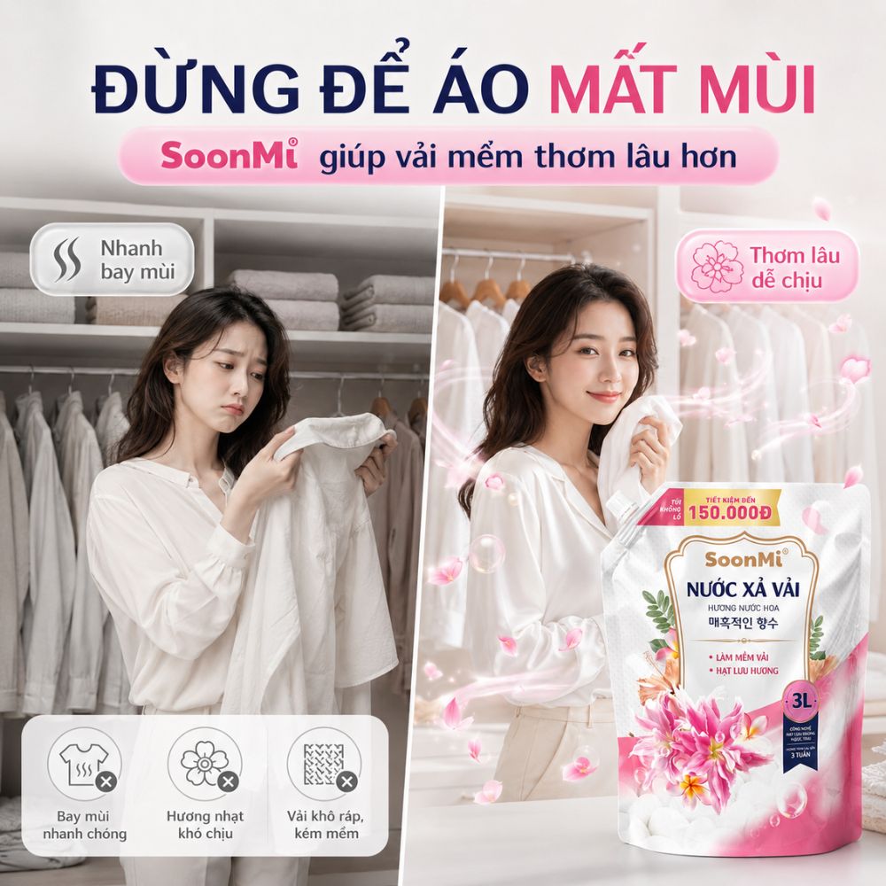 Nước Xả Vải Soonmi 3kg - Hương Nước Hoa -  Bí Quyết Quần Áo Mềm Mại, Ngát Hương Suốt 3 Tuần_thumbnail_2