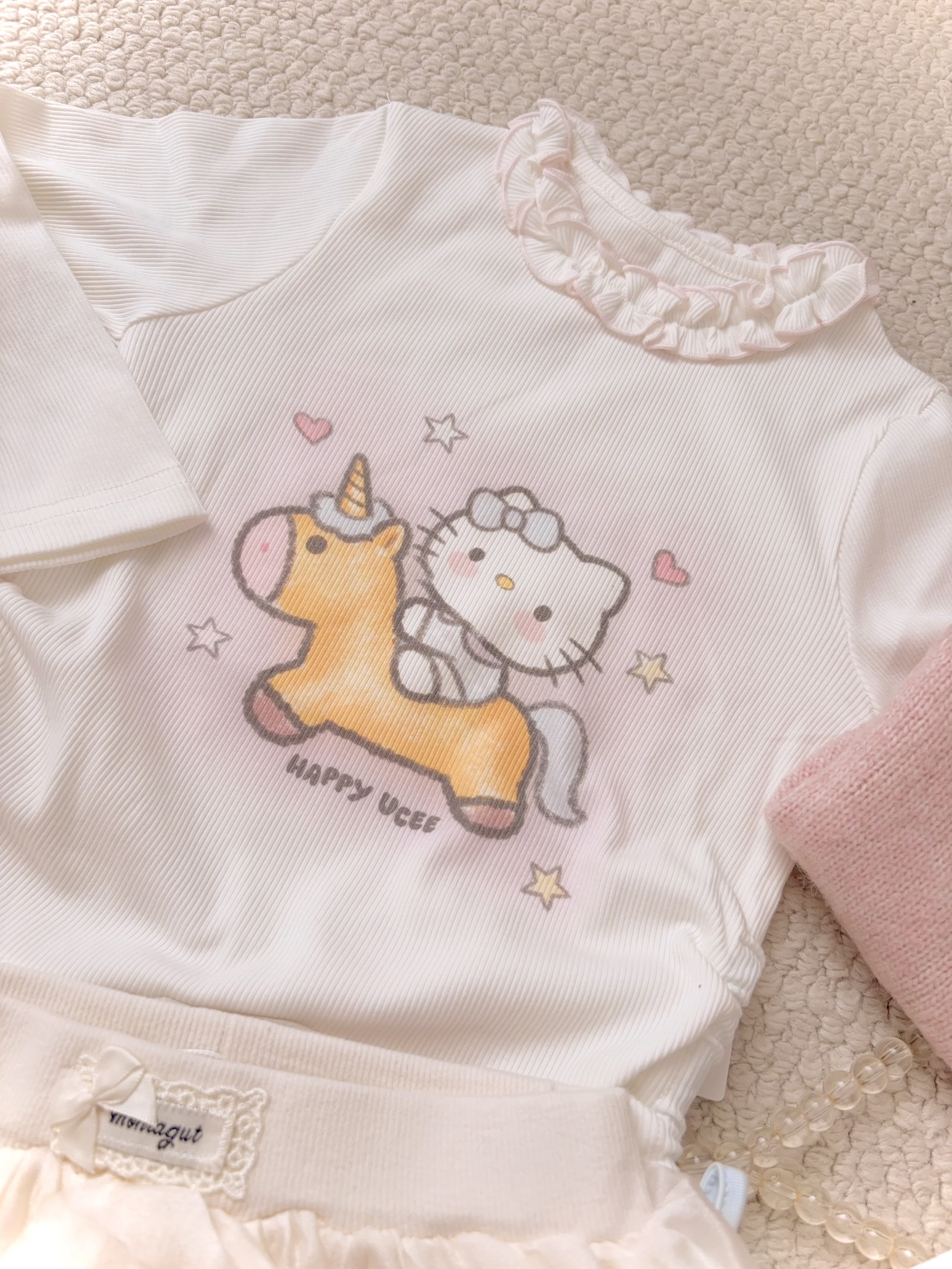 UC16 - Áo thun dài tay bo eo cổ viền bèo kitty UCEE 278031