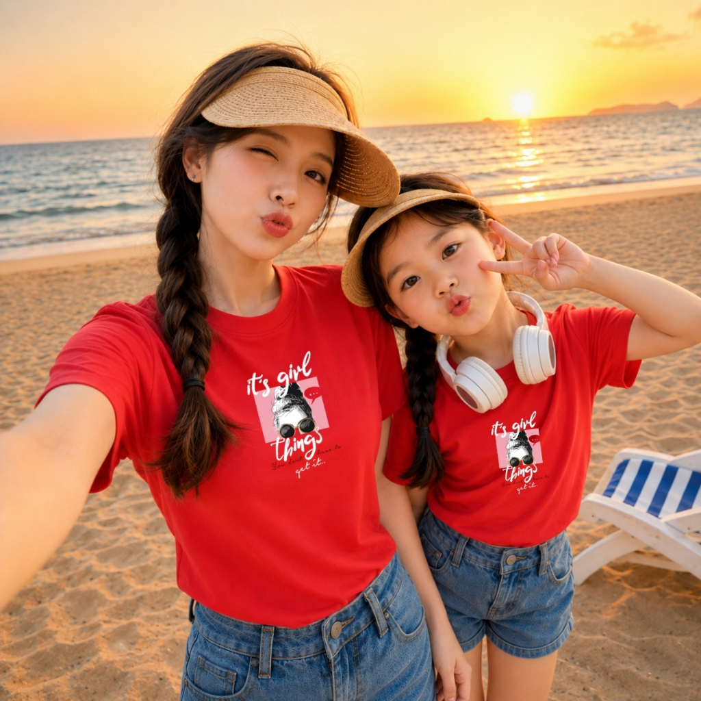 Áo đôi Loza mẹ và bé gái hình cô gái đeo kính - Loza G8619_thumbnail_2