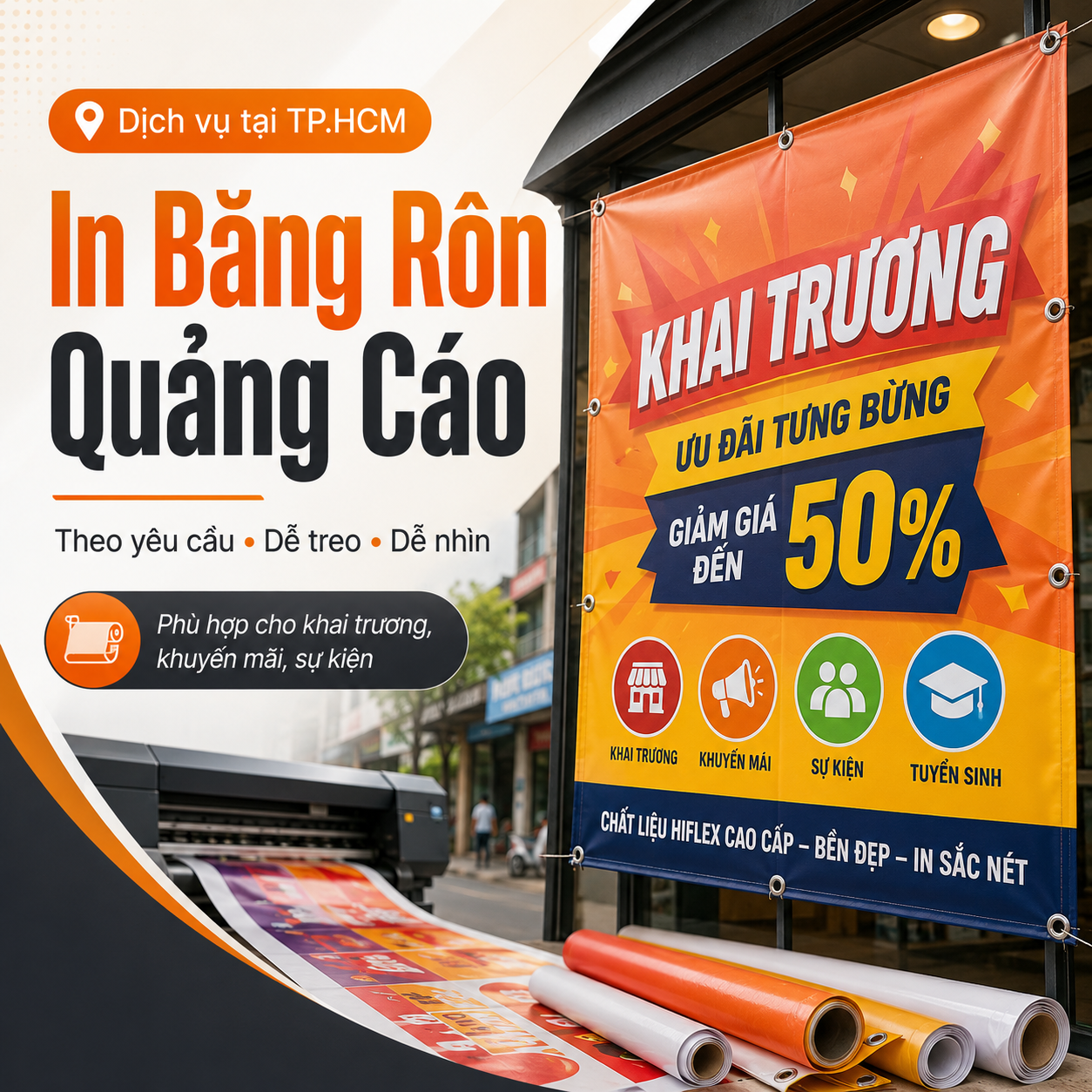 In băng rôn quảng cáo theo yêu cầu tại TP.HCM