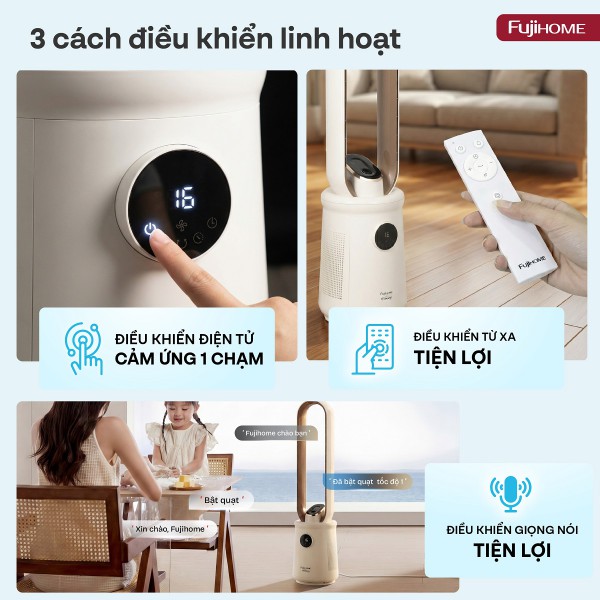 Quạt không cánh thông minh, ra lệnh giọng nói, tích hợp lọc không khí cao cấp Fujihome Luxury BF15-HEPA-VOICE (Màu trắng)_thumbnail_8