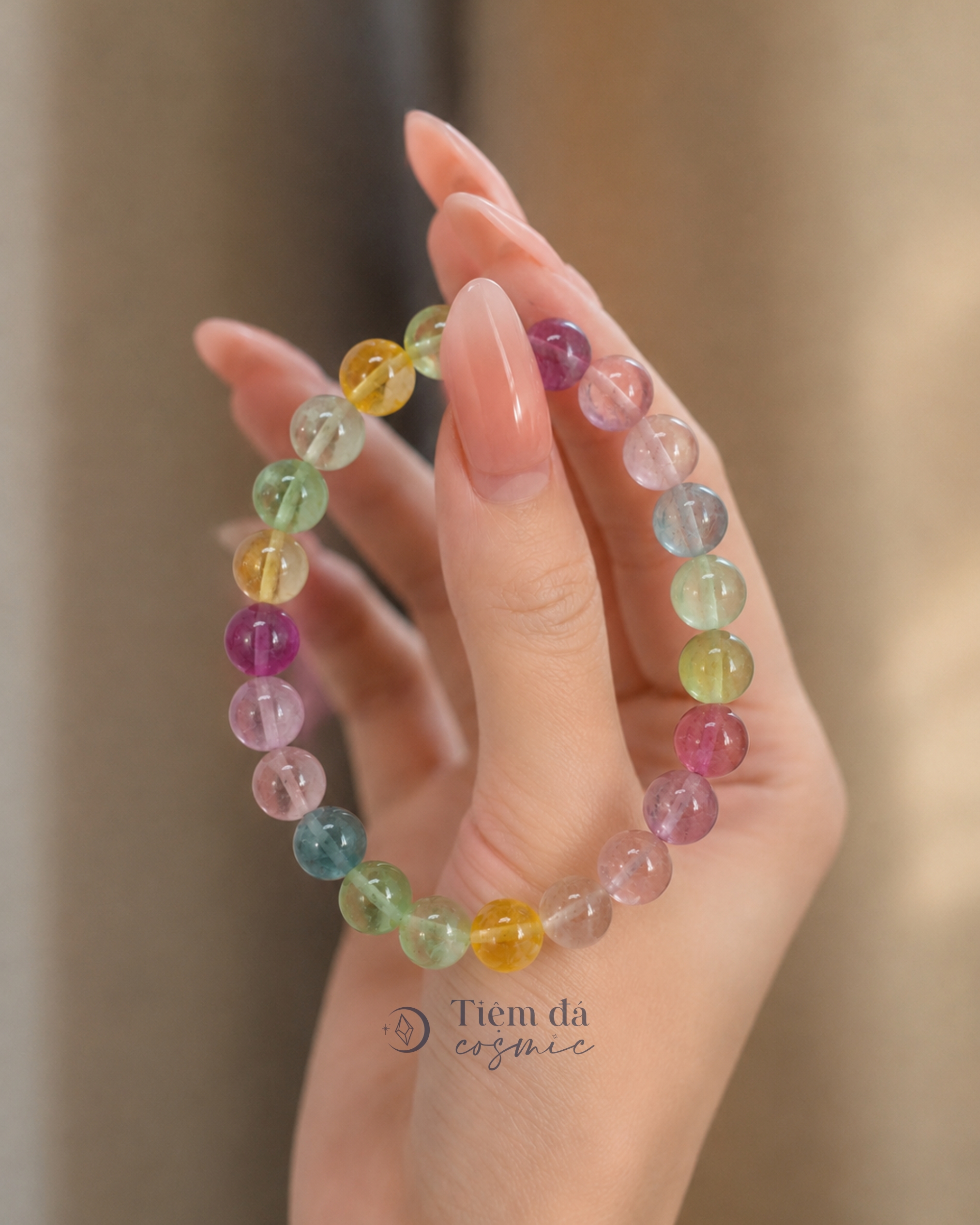 Vòng Đá Fluorite Cầu Vồng Macaron Rainbow Fluorite