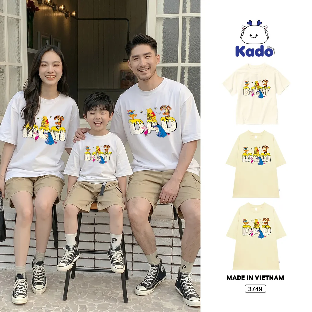 Áo thun mùa hè cho bé và gia đình hoạt hình đáng yêu Kado 3749
