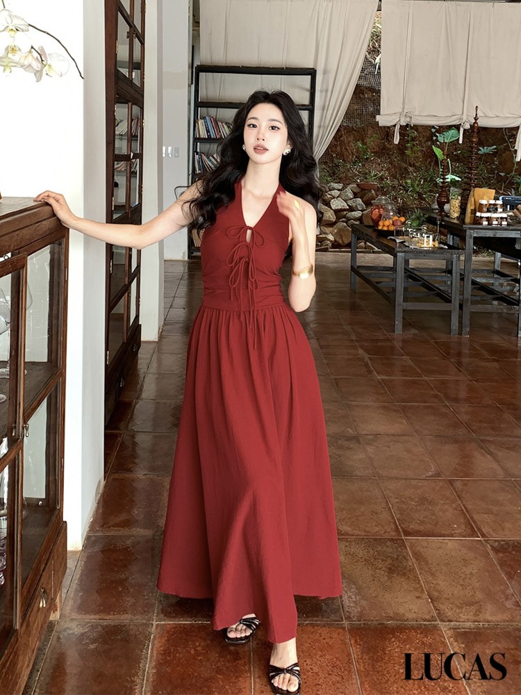 Váy yếm cổ tim chân xòe đính nơ dọc_thumbnail_12