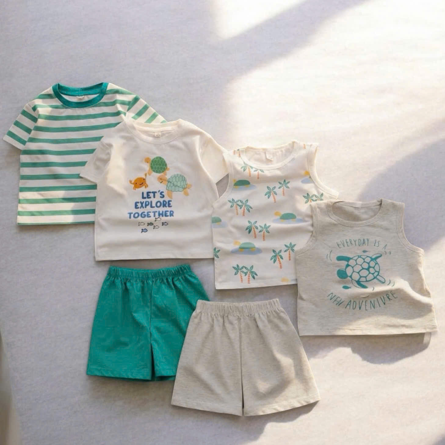 B59 SET 4 ÁO 2 QUẦN SỌC XANH- A100.364