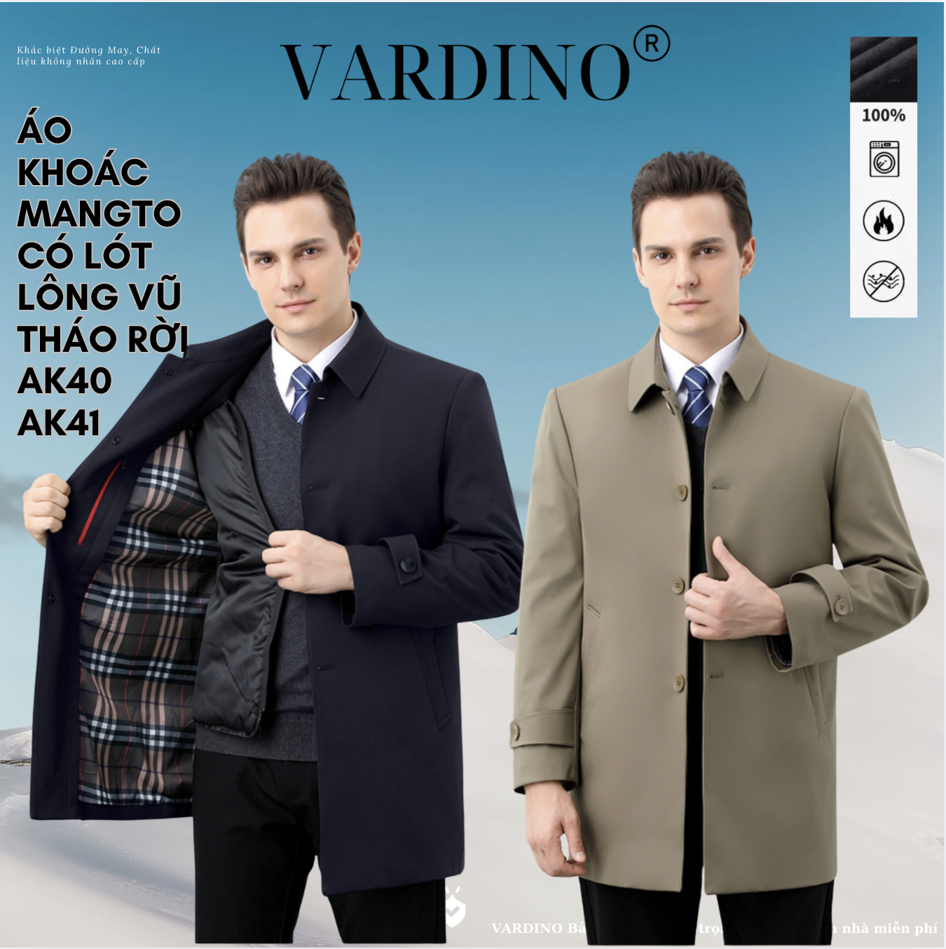 Áo khoác mangto nam công sở Vardino AK40-AK41