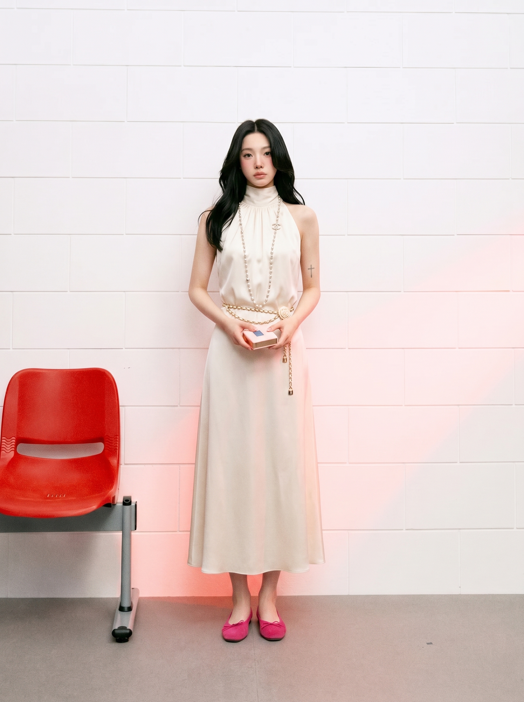 Lucas - Set lụa áo yếm cổ dựng + chân váy lụa xòe dáng dài