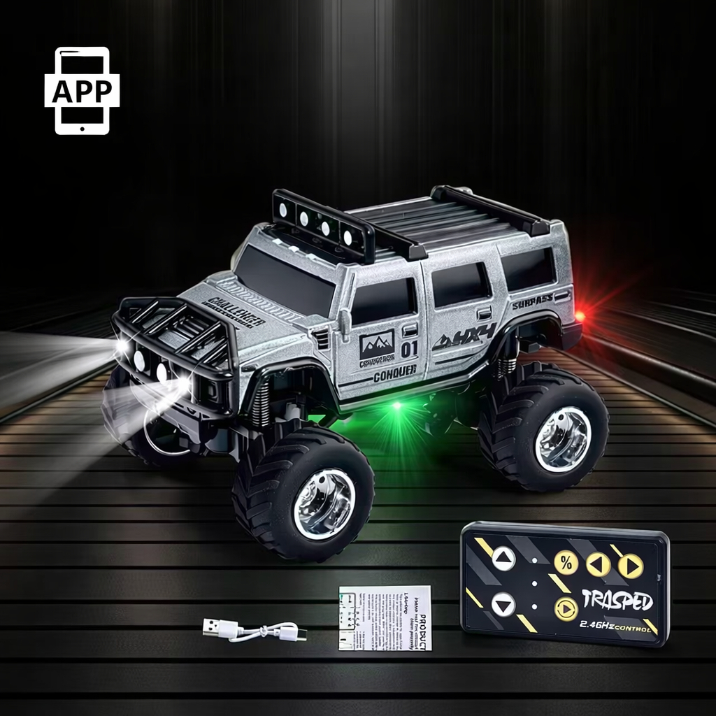 Xe Điều Khiển Từ Xa Mini 1:64 Dáng Hummer SUV Địa Hình, Thân Hợp Kim, Đèn LED, Chơi Trong Nhà 358XD_thumbnail_1