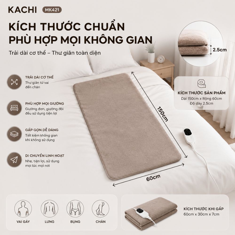 Thảm Chườm Nóng Ngải Cứu Đông Y Kachi MK421 - Giảm Đau Lưng, Vai Gáy Nhanh Chóng Tại Nhà_thumbnail_7