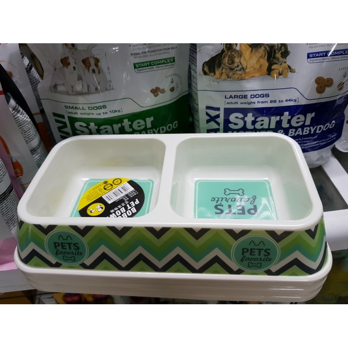 Bát đôi vuông bobo cho chó mèo 3028