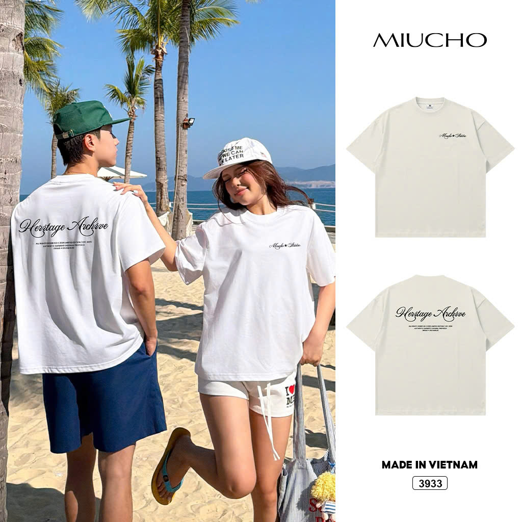 Áo thun boxy nam nữ basic dễ phối Miucho 3933