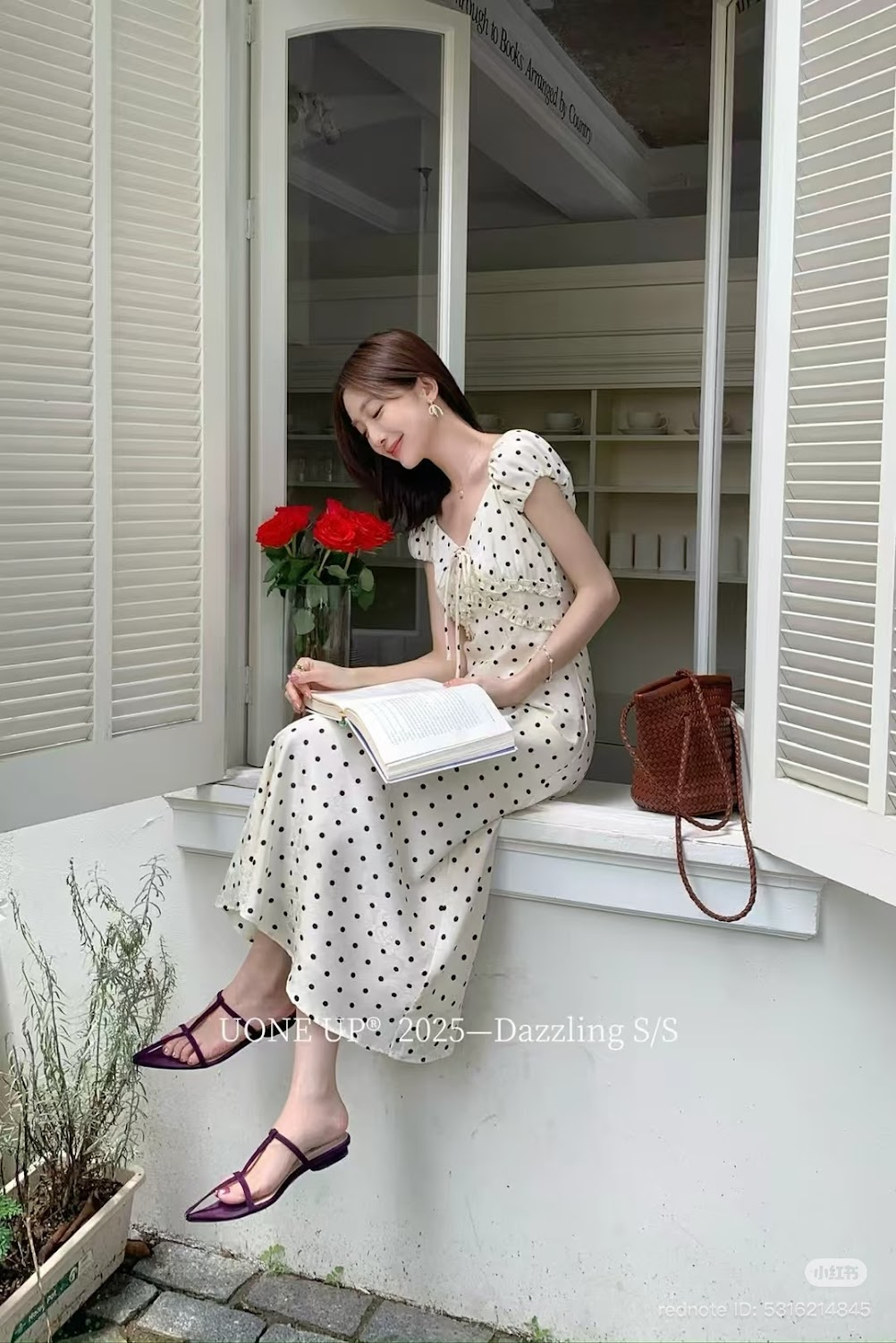 Lucas - Váy chấm bi cổ tim tay hến chun vai chân xòe dáng maxi_thumbnail_3