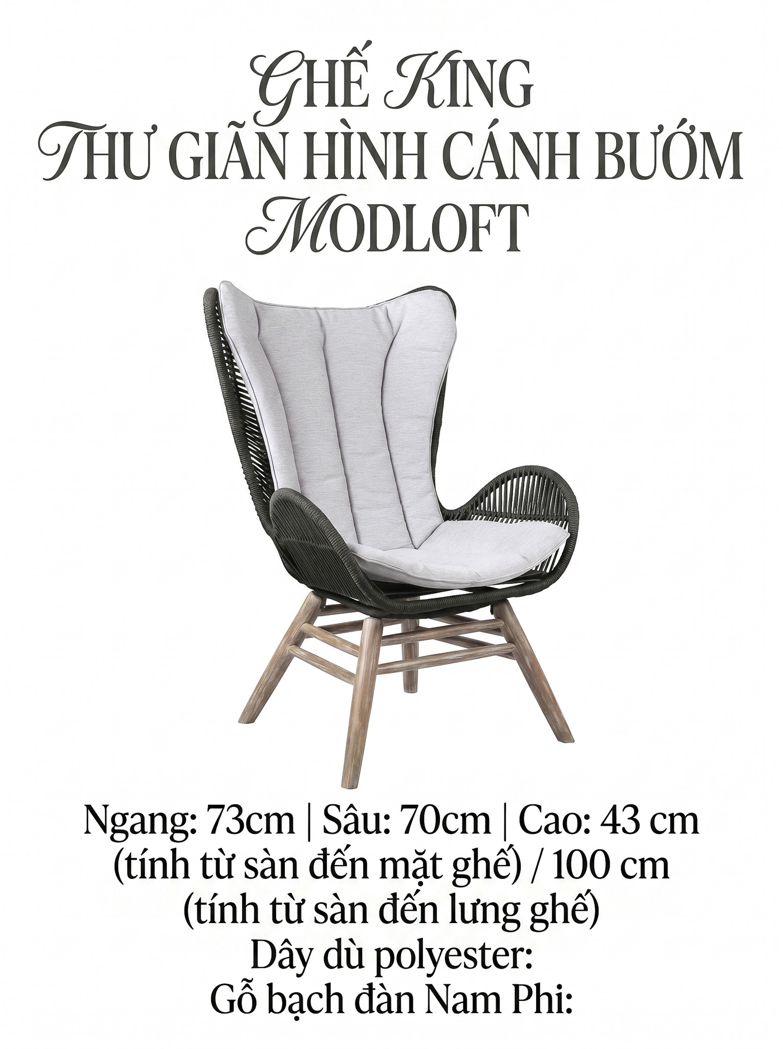 GHẾ KING THƯ GIÃN HÌNH CÁNH BƯỚM MODLOFT