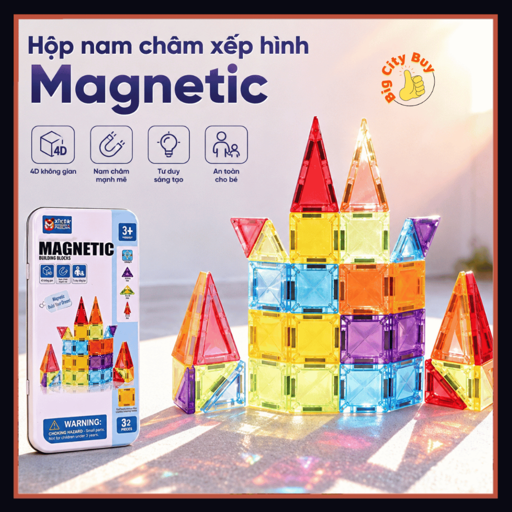 Bộ Ghép Hình Nam Châm Magnetic Lấp Lánh 36 Chi Tiết Xếp Hình Lắp Ráp Phát Triển Tư Duy Cho Bé BigcityBuy 344BGH