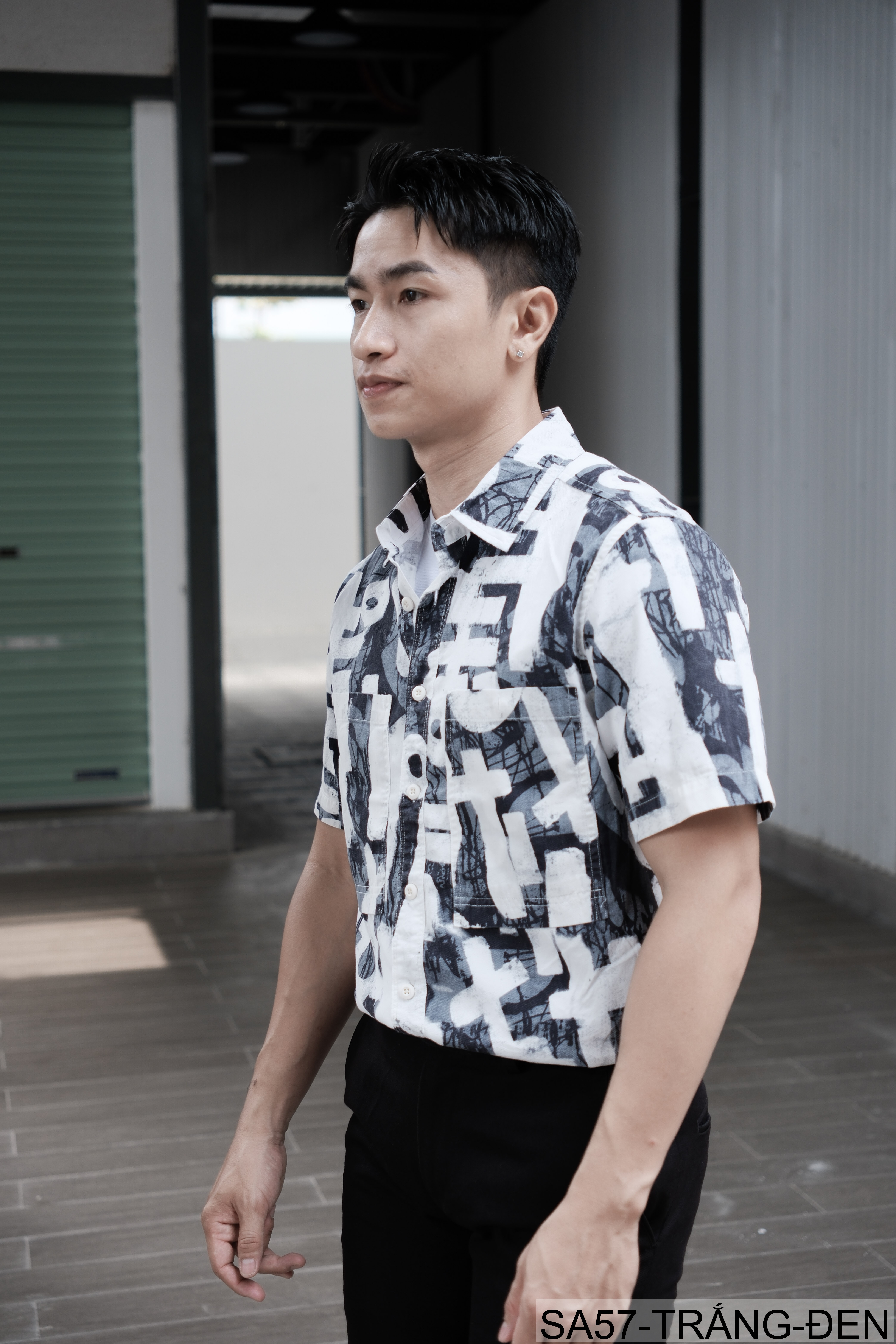 SA57 - Áo sơ mi nam tay ngắn phong cách Nhật Bản họa tiết nghệ thuật, chất cotton thoáng mát, form regular_thumbnail_3