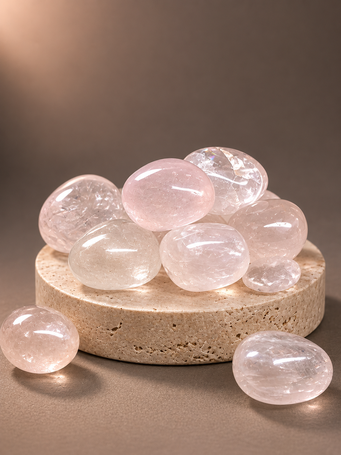 Đá cuội đã mài bóng / Tumbled Đá Thạch Anh Hồng LOẠI THƯỜNG size 2 - 3 cm/viên