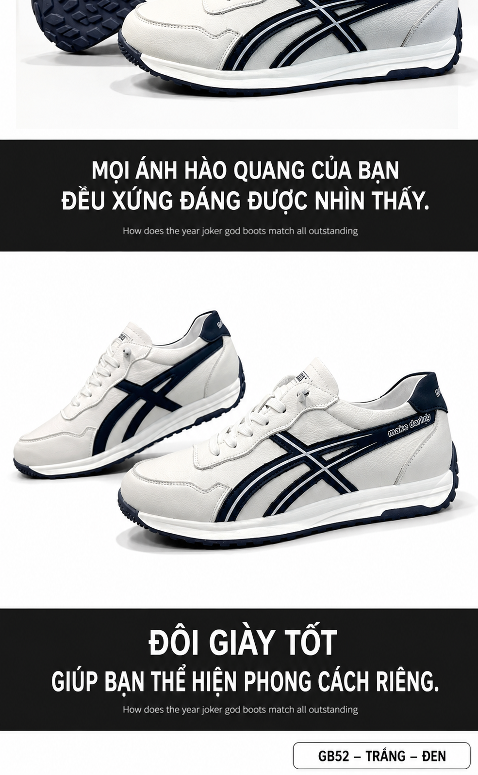 GB52 - Giày nam da thật phong cách Hàn Quốc, phối màu trắng xanh lục và trắng đen, đế bằng êm chân_thumbnail_5