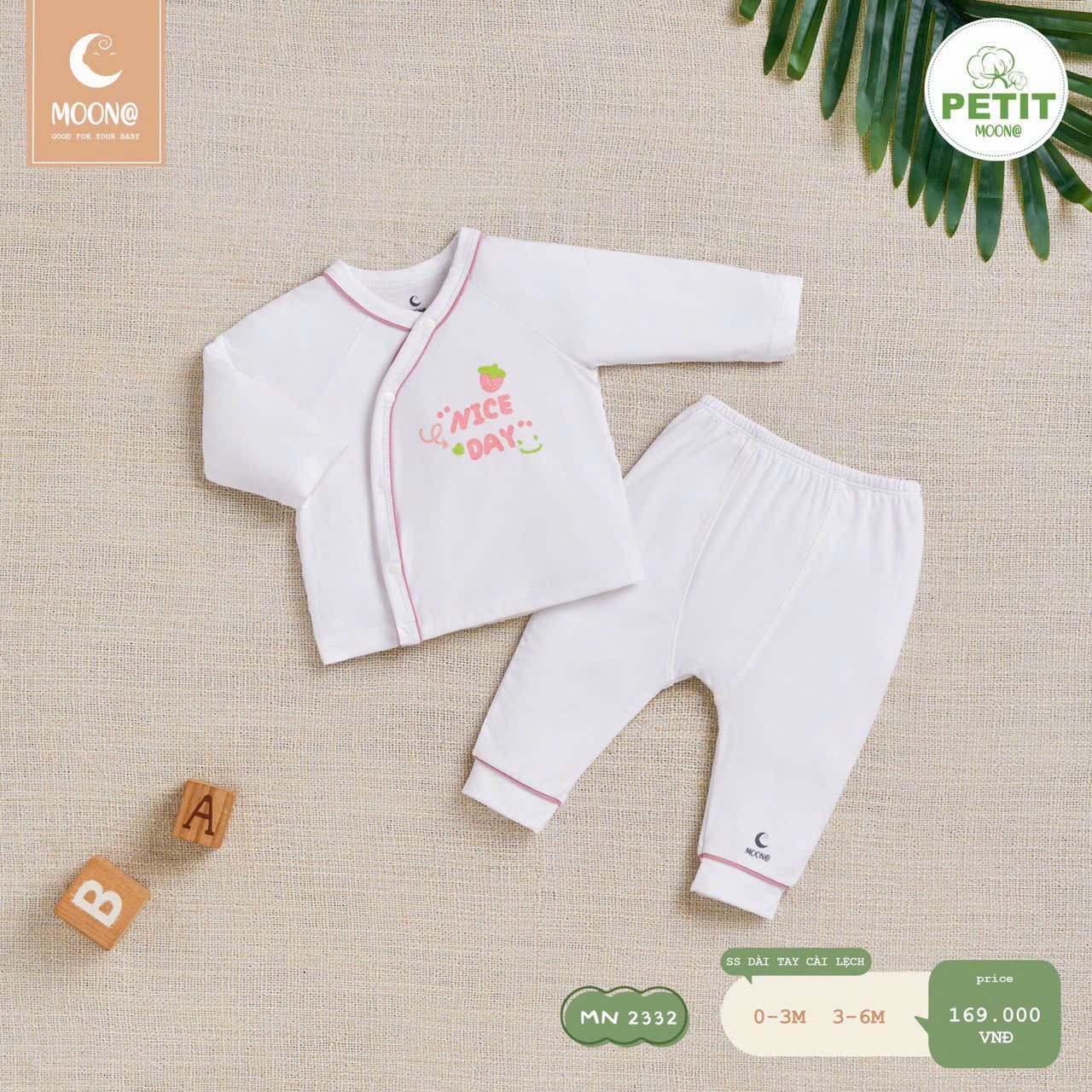 Bộ sơ sinh dài cài lệch BST Lucky Bear Moon_thumbnail_2