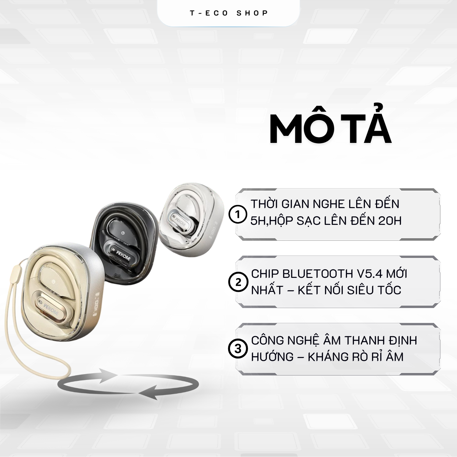 T-ECO SHOP | Tai Nghe Không Dây WEKOME Beluga S18 Kết Nối Bluetooth Thiết Kế Nhét Tai_thumbnail_3