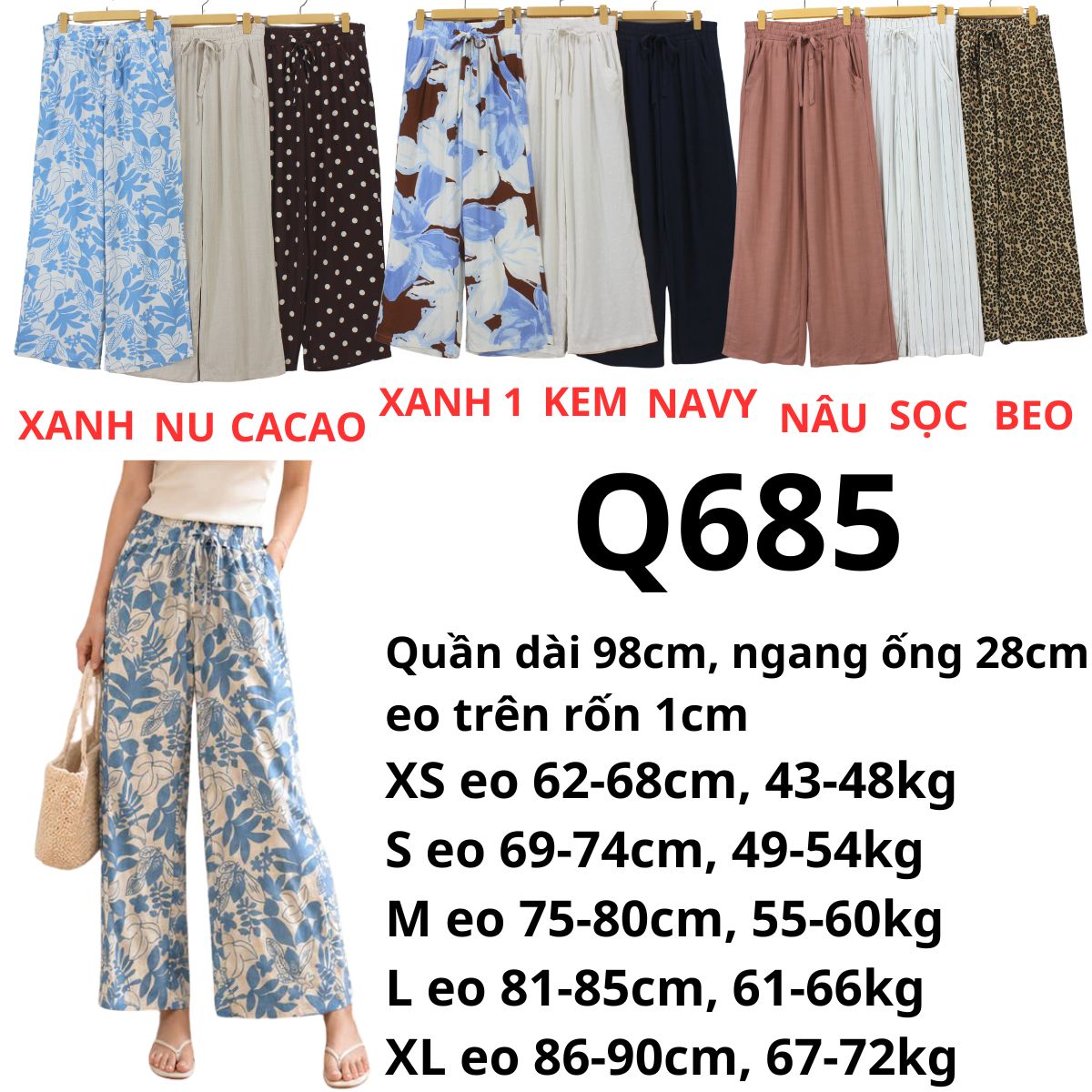Q685- Quần ống suông Linen