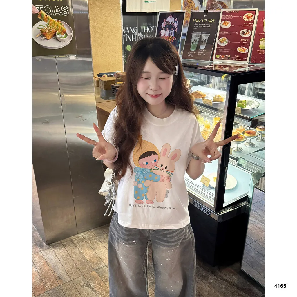 Áo thun nữ form boxy hoạt hình thỏ bông đáng yêu Miucho 4165_thumbnail_3