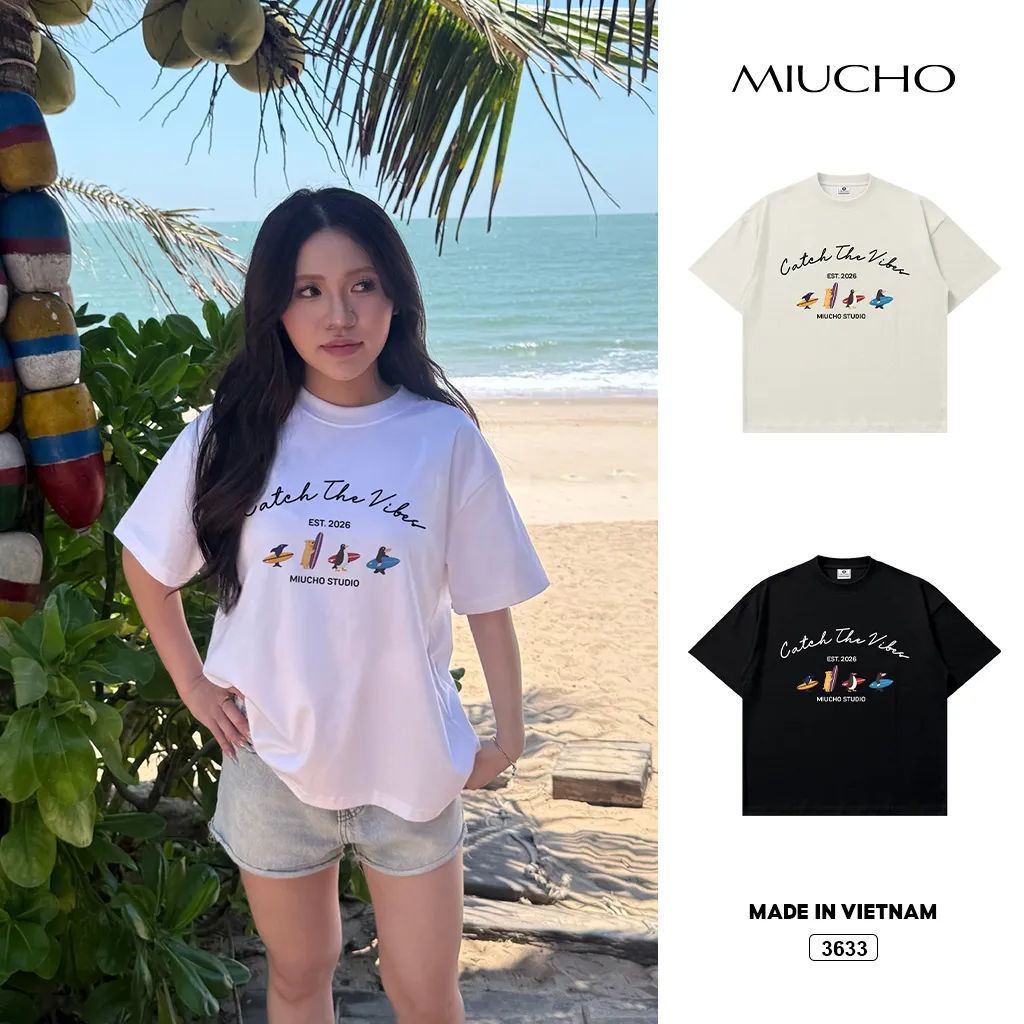 Áo thun unisex form boxy Catch the vibes Miucho 3633