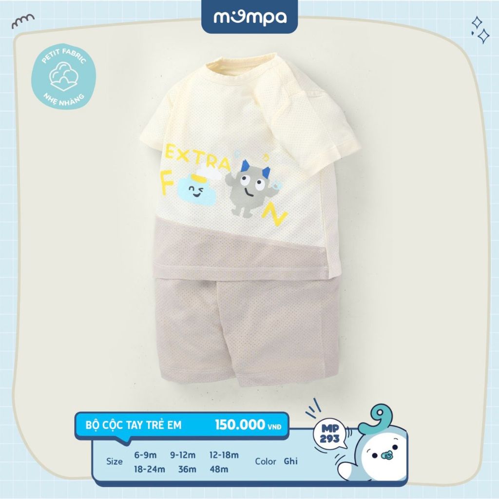 Bộ cộc petit thủng họa tiết chữ Mompa