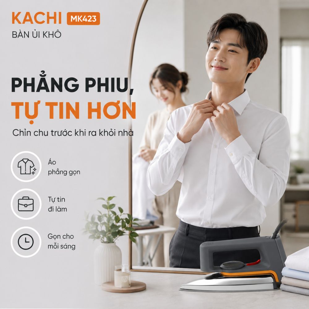 Bàn ủi khô Kachi MK423 1000W - Là phẳng mọi nếp nhăn, an toàn cho mọi loại vải_thumbnail_8