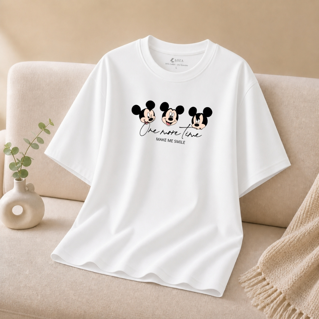 [[Form rộng] Áo phông màu trắng nhiều mẫu hình in dễ thương - Loza G0556 G0556