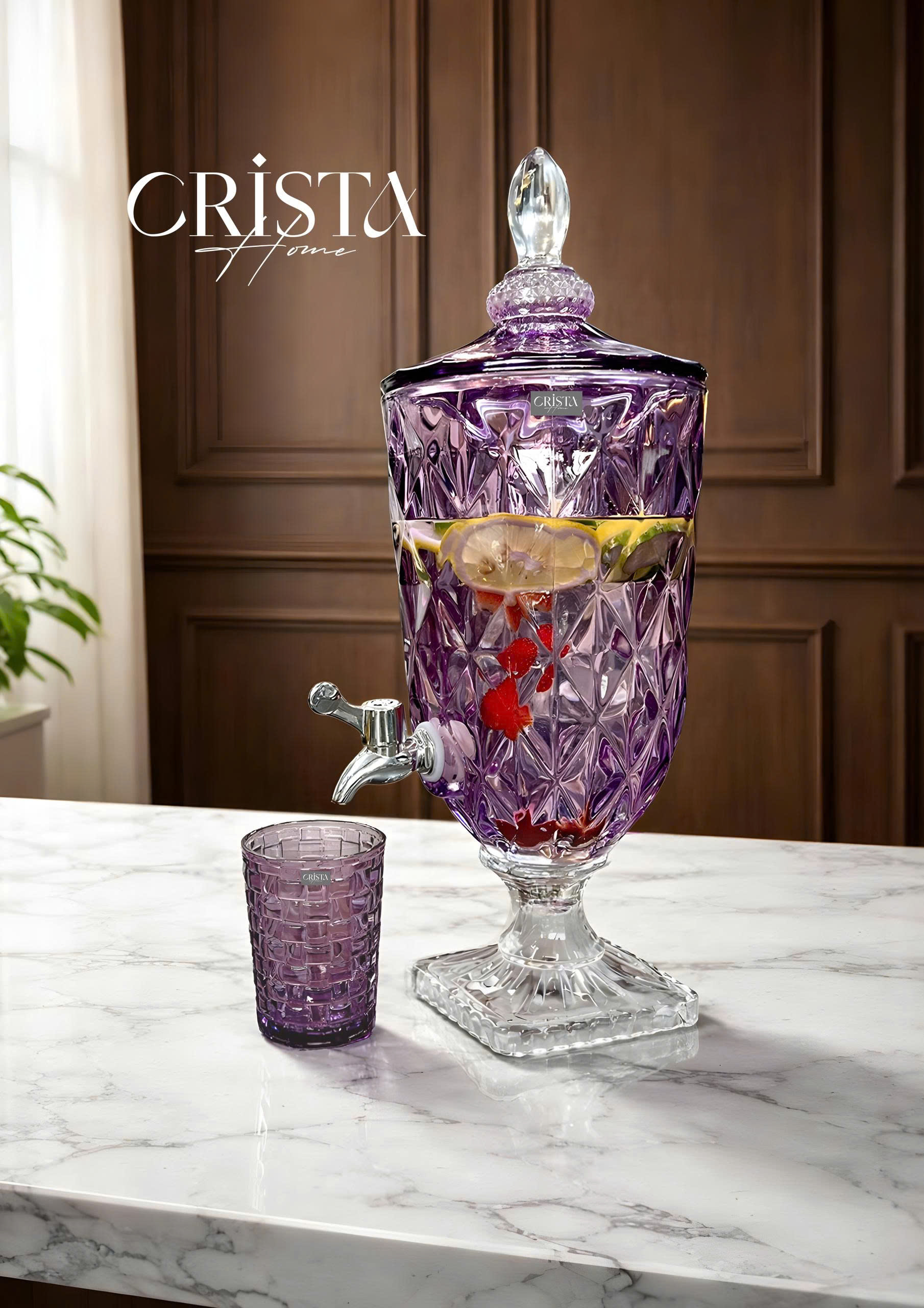 Bình thuỷ tinh vân kim cương có vòi 3.3L Crista Home_thumbnail_2
