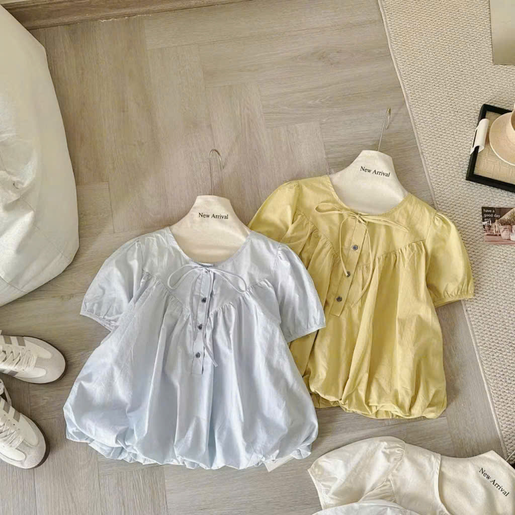 Áo Kiểu Nữ Tay Ngắn bồng lai bí khuy nút thắt nơ LUH.9027 (C) (0687)_thumbnail_2