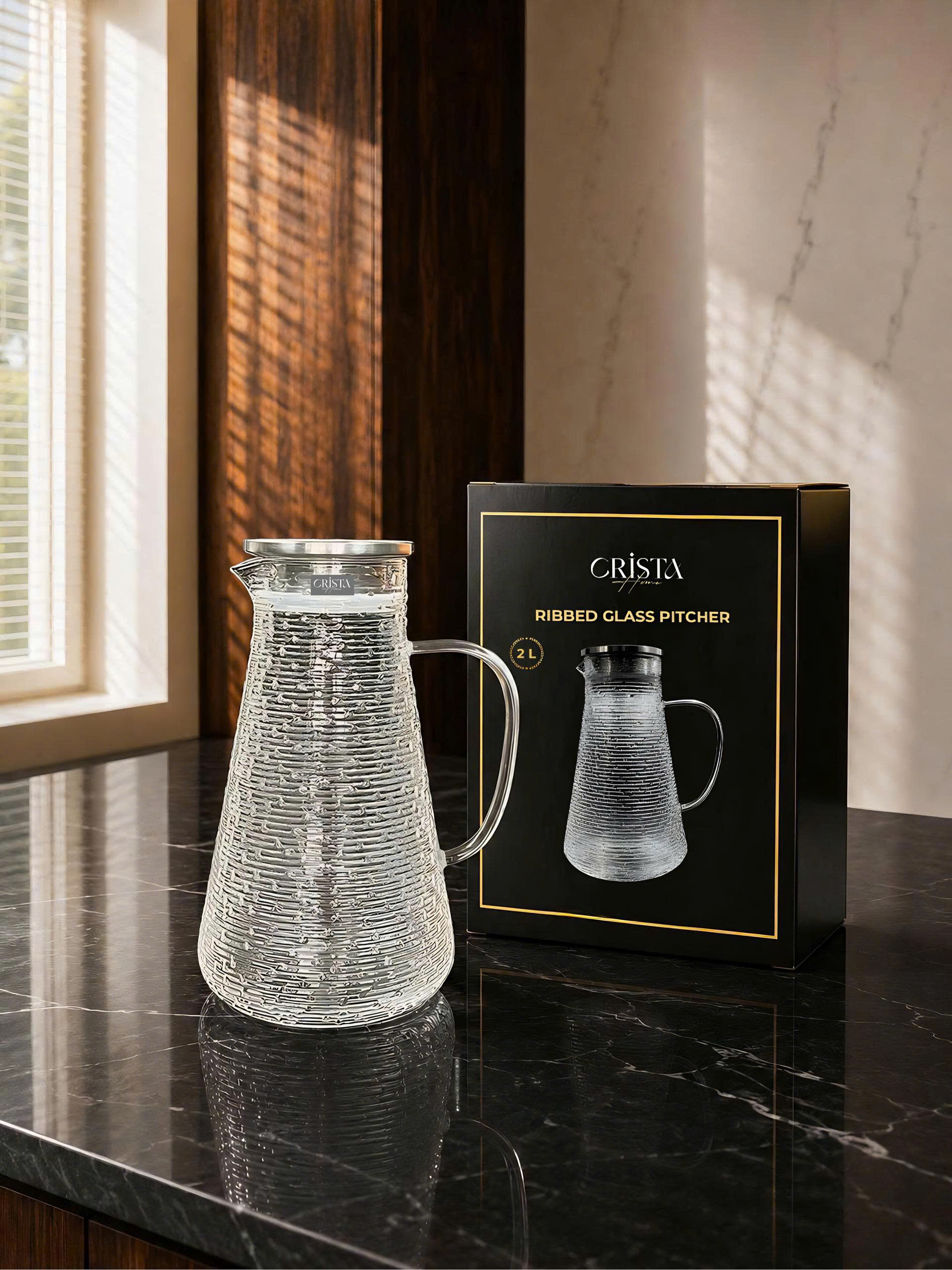 Bình thủy tinh họa tiết vân ngang 2L CRISTA HOME_thumbnail_1