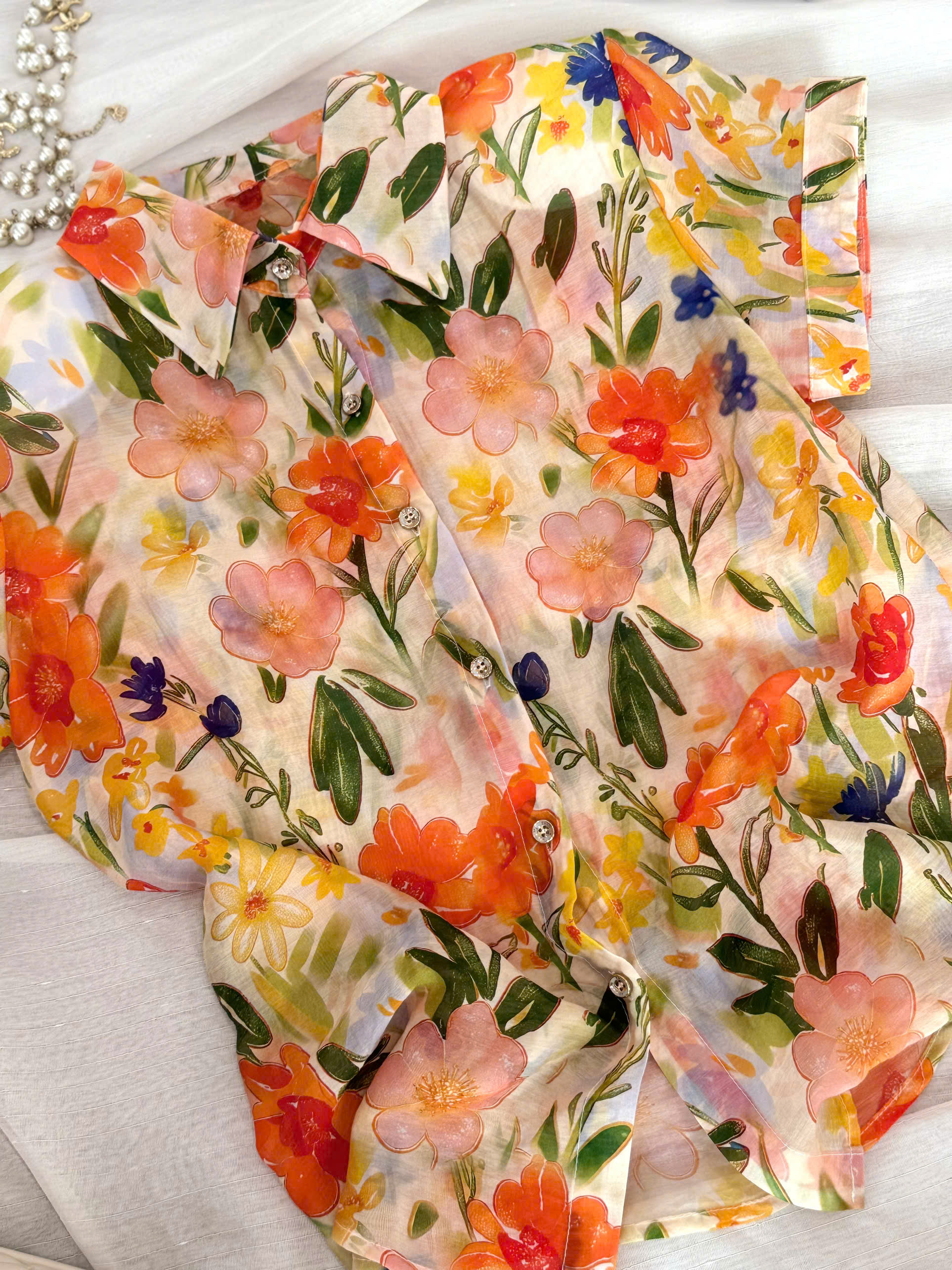 Sơ Mi Hoạ Tiết Hoa Lá