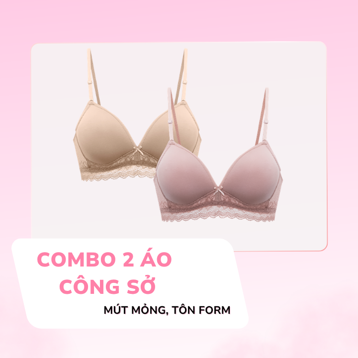 COMBO 2 Áo Ngực LOC PREMIUM Bọc Cup Trơn Hoa Lâm