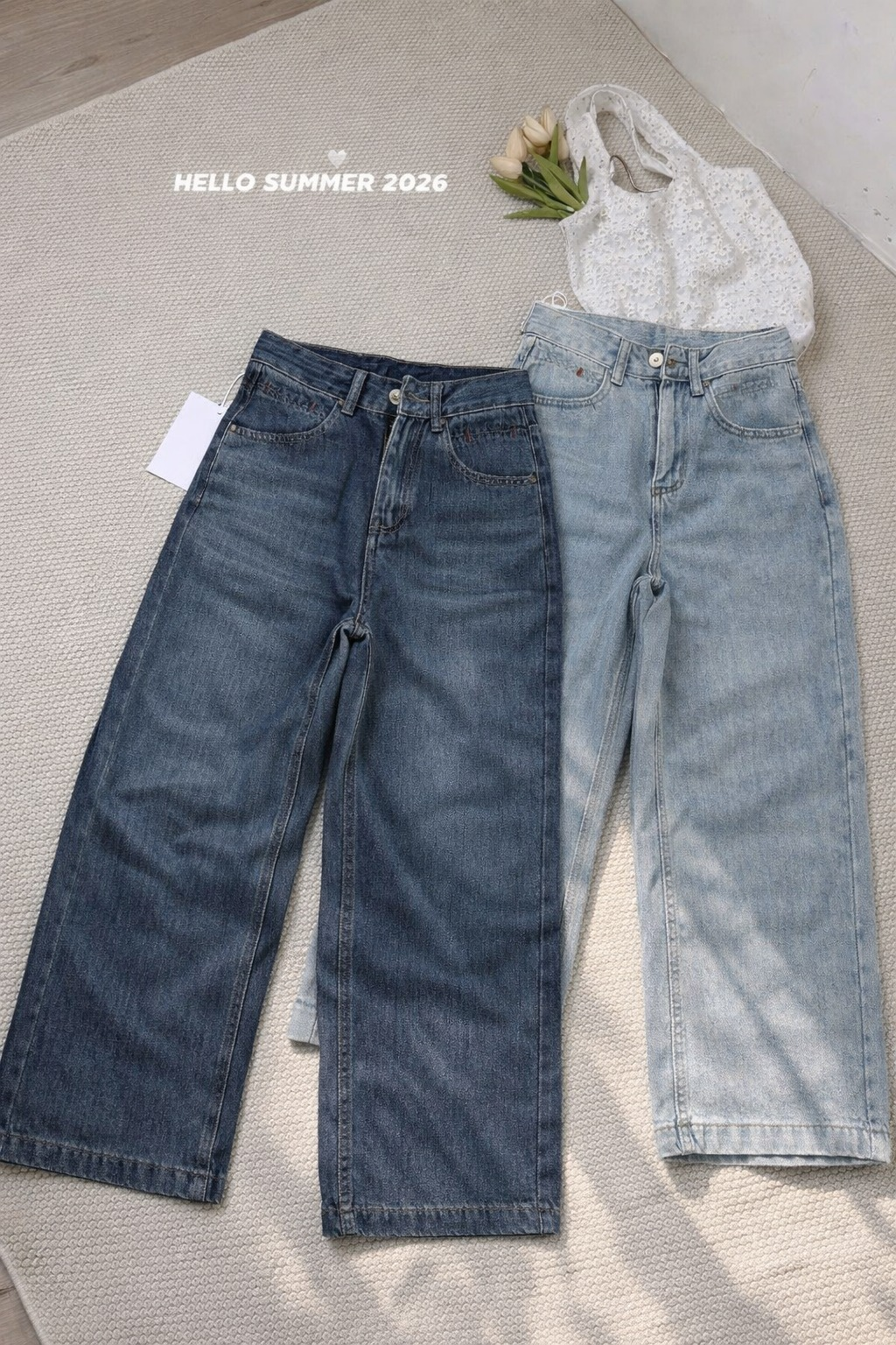 Quần Jeans Nữ Ống Suông trơn viền túi NT.3217HJ