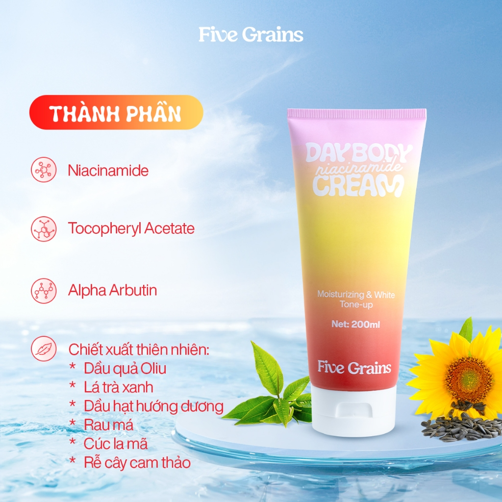 [FIVE GRAINS] Kem nâng tone body ban ngày Five Grains 200ml_thumbnail_0