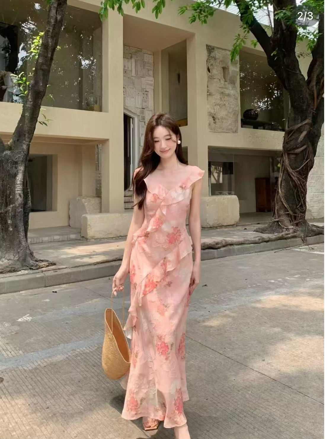 Lucas - Váy hoa cổ tim viền bèo chéo váy dáng maxi_thumbnail_1