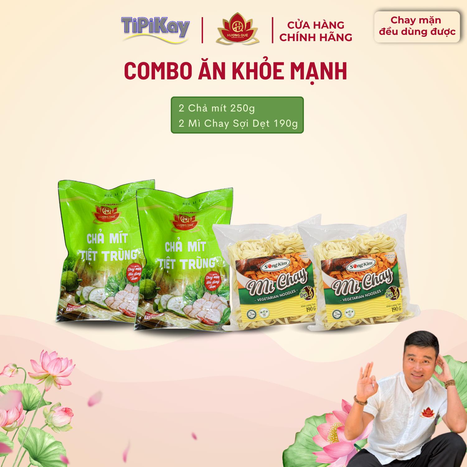[Combo 4 món] 2 Mì Chay Sợi Dẹt + 2 Chả Mít 250g CBTP-MCCM