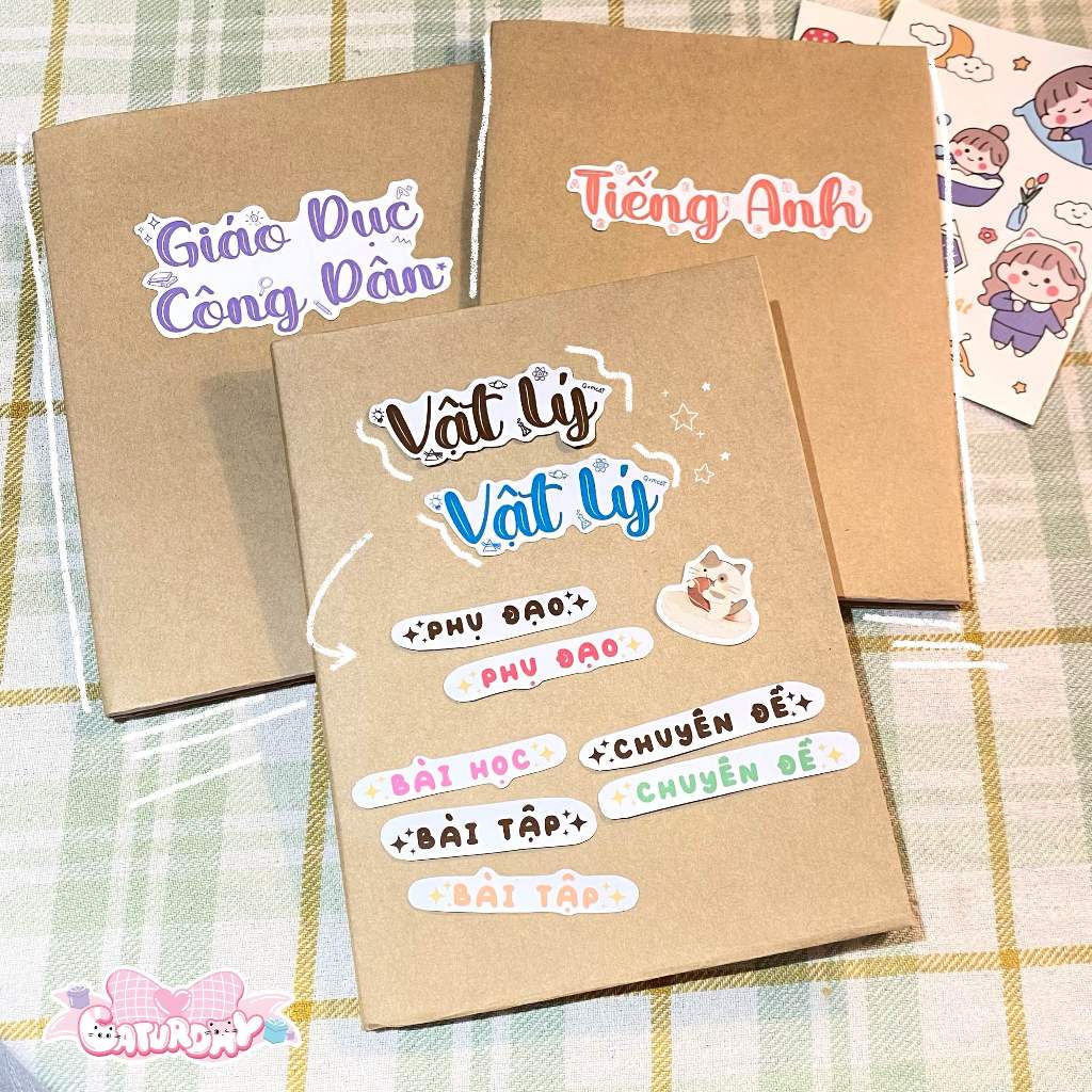 Sticker NHÃN TÊN MÔN HỌC decor bìa vở